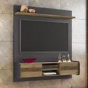 Ver imagem 3 de Painel Home Suspenso Lord para Tv até 55 Polegadas Grafite Nature Liberty Móveis 136cm 2 Portas