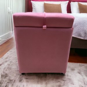 Puff Quadrado Báu Suede Rosa - Fri Varejo