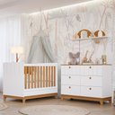 Ver imagem 2 de Jogo de Quarto Infantil Biscoito Cômoda 6 Gavetas e Berço Branco/nature - Permóbili Baby