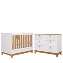 Ver imagem 1 de Jogo de Quarto Infantil Biscoito Cômoda 6 Gavetas e Berço Branco/nature - Permóbili Baby