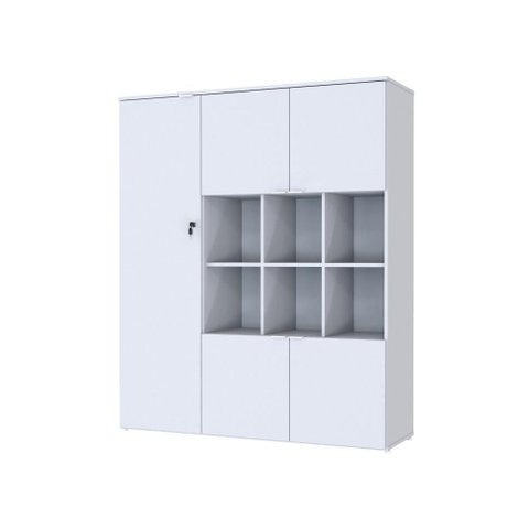 Armário Alto com Nichos e 05 Portas 161,5x135x42cm Wlan135 Branco Chess