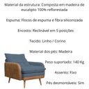 Ver imagem 2 de Poltrona de Amamentação Reclinável 5 Posições com Puff Linho Azul Marinho com Corino Nozes