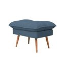 Ver mais imagens de Poltrona de Amamentação Reclinável 5 Posições com Puff Linho Azul Marinho com Corino Nozes