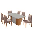 Ver imagem 2 de Mesa de Jantar Aspen 180cm Tampo Mdf Vidro Canto Copo com 6 Cadeiras Eloise Moderna Mobília
