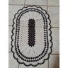 Tapete crochê Oval sala quarto cozinha branco preto 65x45 - 2