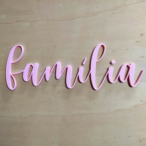 Adorno De Parede Família - Palavra Decorativa, Quadro, lettering - Toque 3D:Rosa