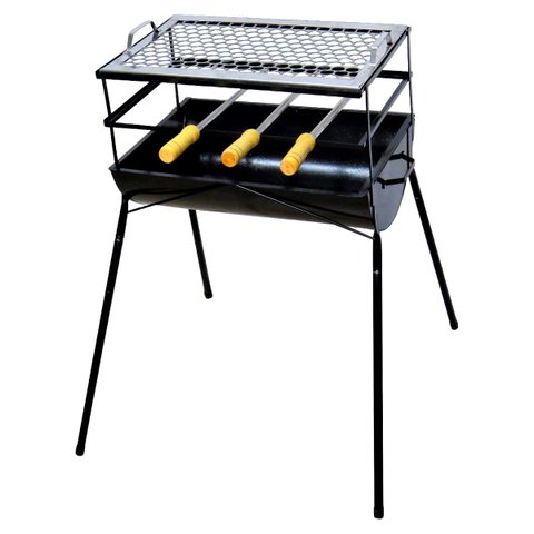 Churrasqueira Espetinho e Pé AB 1 Grelha 3 Espeto 83x44x30cm Duralar F009FOM