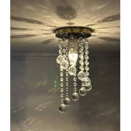 Lustre de Cristal K9 Redondo Espiral 30 Cm de Altura Base Aço Inox Soquete E27 - 5