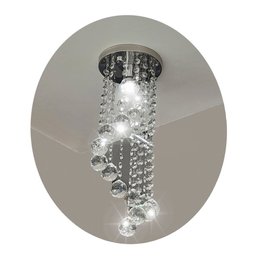 Lustre de Cristal K9 Redondo Espiral 30 Cm de Altura Base Aço Inox Soquete E27 - 2
