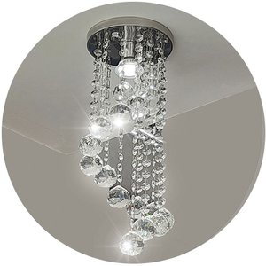 Lustre de Cristal K9 Redondo Espiral 30 Cm de Altura Base Aço Inox Soquete E27
