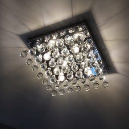 Lustre de Cristal K9 Legítimo Quadrado Base Inox 30x30 Cm Clean - 2