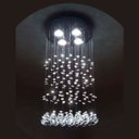 Ver imagem 1 de Lustre de Cristal K9 Legítimo Redondo Base Inox e Altura de 50 Cm