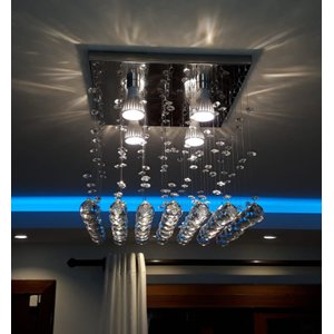Lustre de Cristal K9 Legítimo Sala Quarto Base Inox 30x30 Cm - Ilustre Cristais