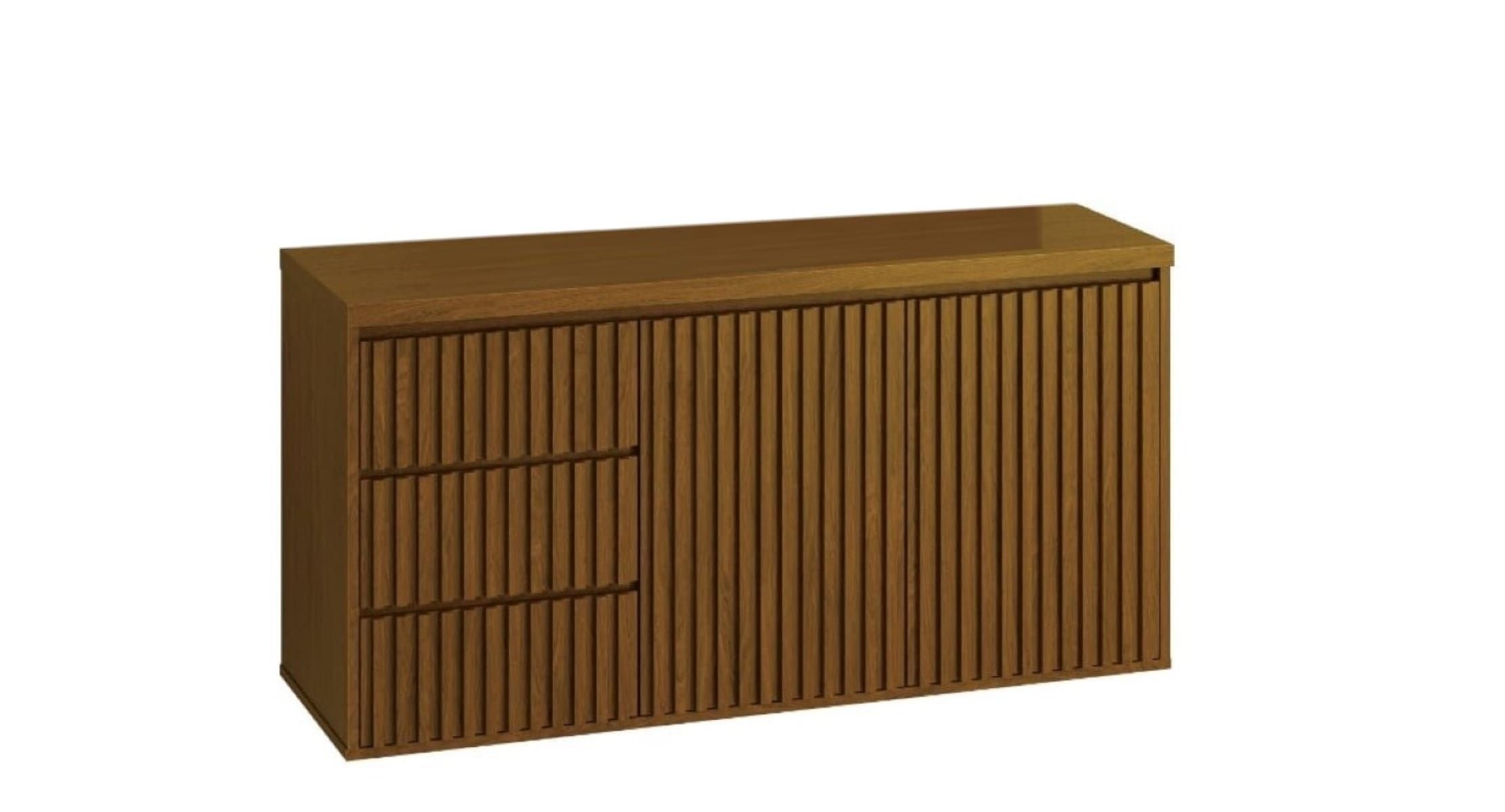 Conjunto para Banheiro Gabinete e Espelheira Intenso 120cm Cor: Freijó