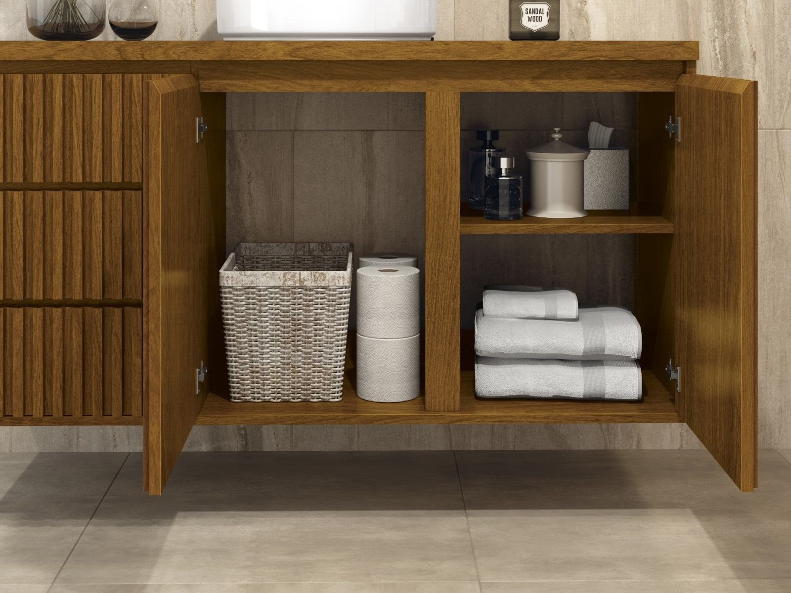 Conjunto para Banheiro Gabinete e Espelheira Intenso 120cm Cor: Freijó - 4