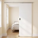 Ver imagem 1 de Porta Lisa Branca 80x210cm + Kit Correr Alumínio Sobrepor