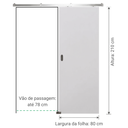 Ver imagem 2 de Porta Lisa Branca 80x210cm + Kit Correr Alumínio Sobrepor