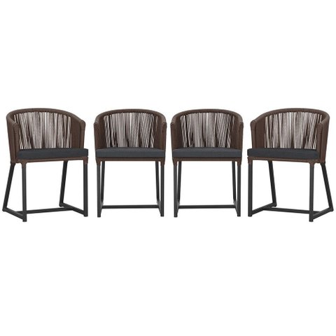 4 Cadeiras de Jantar Área Noronha em Alumínio com Pintura Preta Corda Náutica E11 Trama Original