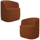 Ver imagem 1 de Kit 2 Poltronas Giratória Decorativa para Sala Dandara K04 Bouclê Terracota - Mpozenato