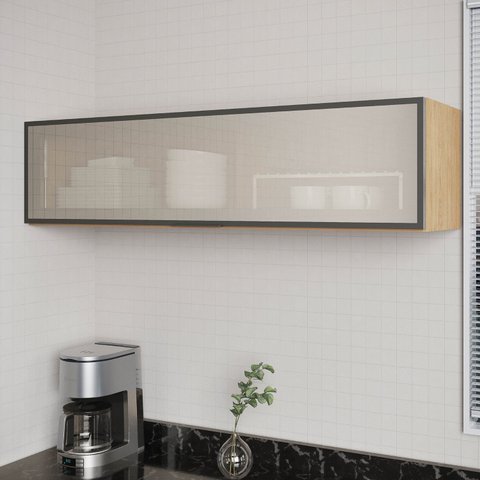 Armário Aéreo Porta Basculante Reflecta 120cm Nara CabeCasa MadeiraOriginals Marrom/Avena