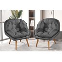 Ver imagem 1 de Kit de 2 Poltronas Sênior Suede Premium C/ Pés em Madeira:grafite