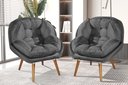 Ver imagem 1 de Kit de 2 Poltronas Sênior Suede Premium C/ Pés em Madeira:grafite