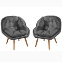 Ver imagem 2 de Kit de 2 Poltronas Sênior Suede Premium C/ Pés em Madeira:grafite