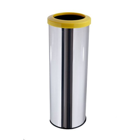 Lixeira Aço Inox 30 Litros Com Aro Plástico Área Gourmet Cozinha - Amarelo