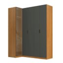 Ver imagem 7 de Guarda Roupa de Canto Reto 5 Portas 1 Reflecta Altezza Clean Belmax:Freijó/Titânio