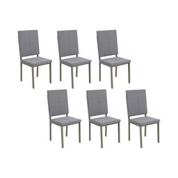 Cadeiras de Cozinha Dalian 2C126 Kit 6 Un Niquel/Cinza A050 Suede Veludo - Kappesberg - 1 Cadeiras de Cozinha Dalian 2C126 Kit 6 Un Niquel/Cinza A050 Suede Veludo - Kappesberg - 1