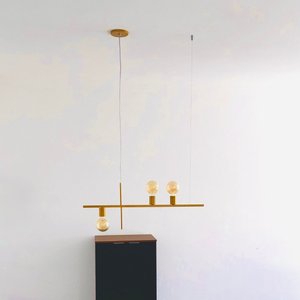 Lustre Pendente Fuzue 3 Lâmpadas Moderno para Ambientes Internos - Dourado
