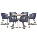 Ver imagem 1 de Mesa e 6 Cadeiras Jantar Noronha Marrom E13 Trama Original Azul