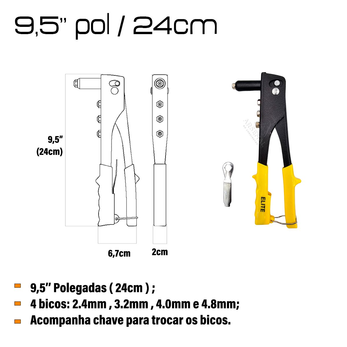 Alicate Rebitador com 4 Ponteiras Elite - 2