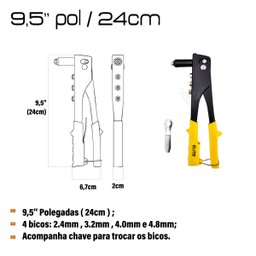 Alicate Rebitador com 4 Ponteiras Elite - 2