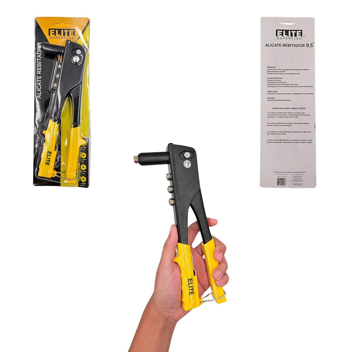 Alicate Rebitador com 4 Ponteiras Elite - 5