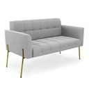 Ver imagem 1 de Sofá Namoradeira 2 Lugares Pé de Ferro Dourado Elisa Suede D03 - D'Rossi Cor Cinza