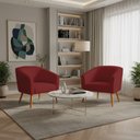 Ver imagem 1 de Poltrona Sala Decorativa Kit 2 Stella Pé Palito Castanho Veludo Marsala D03 - D’Rossi