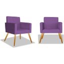 Ver imagem 1 de Kit 2 Poltrona Cadeira Beatriz Recepção Escritório Corino Roxo - ADJ Decor
