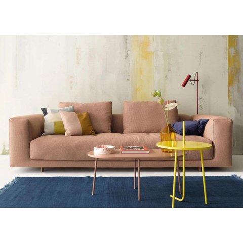 Sofá King Size 3 Lugares Revestimento em Sarja com Puff - LUD002:marrom