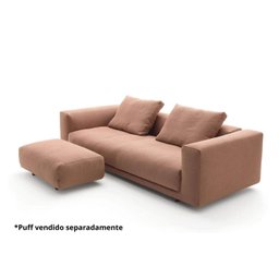 Sofá King Size 3 Lugares Revestimento em Sarja com Puff - LUD002:marrom - 3