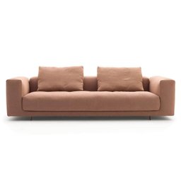 Sofá King Size 3 Lugares Revestimento em Sarja com Puff - LUD002:marrom - 4