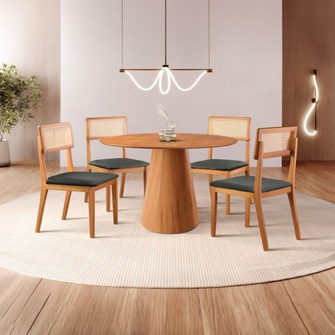 Conjunto Sala de Jantar Mesa Cone 108cm e 4 Cadeiras Ava