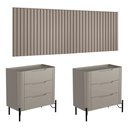 Ver imagem 3 de Conjunto Cabeceira Queen com 2 Mesas de Cabeceira 320cm Cor:grigio com Preto