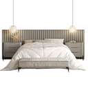 Ver imagem 2 de Conjunto Cabeceira Queen com 2 Mesas de Cabeceira 320cm Cor:grigio com Preto