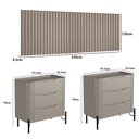 Ver imagem 4 de Conjunto Cabeceira Queen com 2 Mesas de Cabeceira 320cm Cor:grigio com Preto