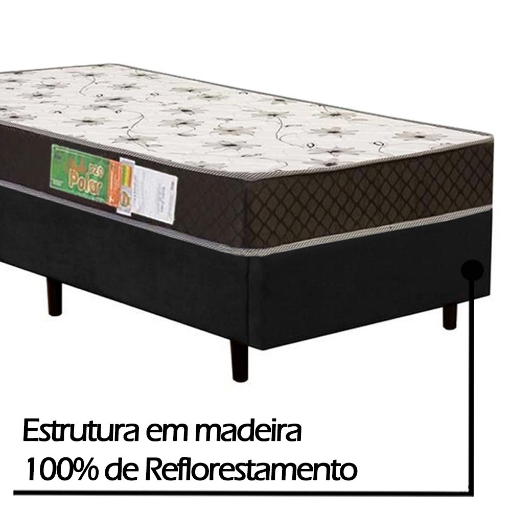 Cama Box Solteiro Suede Colchão Solteiro Polar Pérola Espuma D20