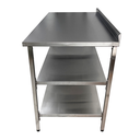 Ver imagem 3 de Mesa de Aço Inox Industrial 140x70x90 Cm com 2 Prateleiras Plano Liso com Espelho Nortinox