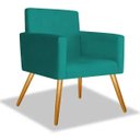 Ver imagem 2 de Kit 2 Poltrona Cadeira Beatriz Recepção Escritório Corino Azul Turquesa - ADJ Decor