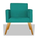 Ver imagem 3 de Kit 2 Poltrona Cadeira Beatriz Recepção Escritório Corino Azul Turquesa - ADJ Decor