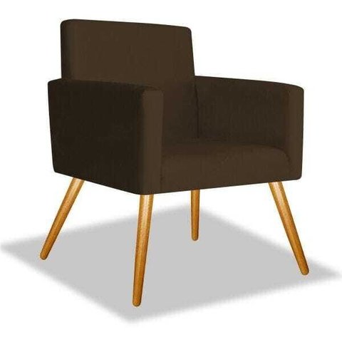 Poltrona Cadeira Beatriz Sala de Estar Recepção Escritório Suede Marrom - ADJ Decor